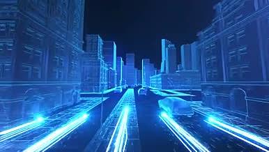 震撼大气三维科技城市粒子穿梭展示AE模板视频的预览图